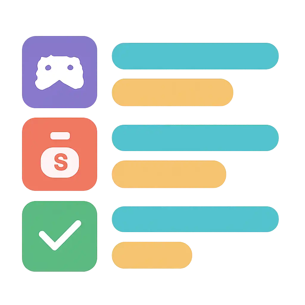 Infographic comparing options using coloured bars and icons only, no text or labels, flat design, 55 Club